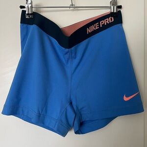 Women’s Nike Pro Blue & Pink Shorts